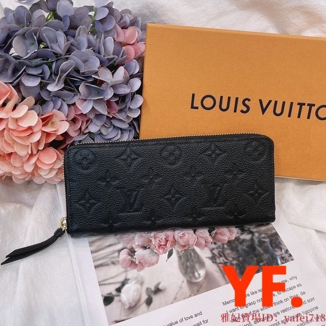 現貨二手 Louis Vuitton LV CLÉMENCE 錢包 拉鍊長夾 牛皮 壓紋 M60171 M69415