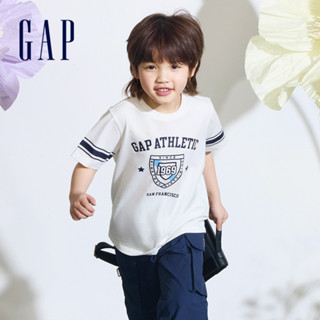 Gap 男童裝 Logo純棉印花圓領短袖T恤-白色(890534)