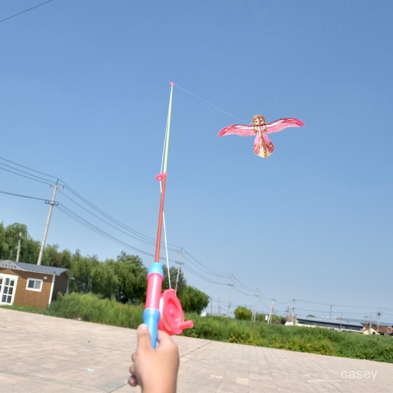 💥限時超商 免運💥  動態小燕子 魚竿風箏 迷你塑料親子釣魚兒童卡通玩具