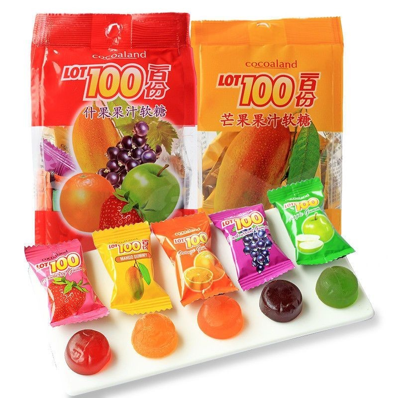 超贊糖果🎉LOT100馬來西亞進口果汁軟糖休閑零食婚慶喜糖什錦水果100分軟糖