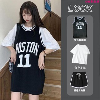 球衣🎀BF風外穿女生籃球服夏季新款寬松中長款字母背心T恤女ins性感顯瘦