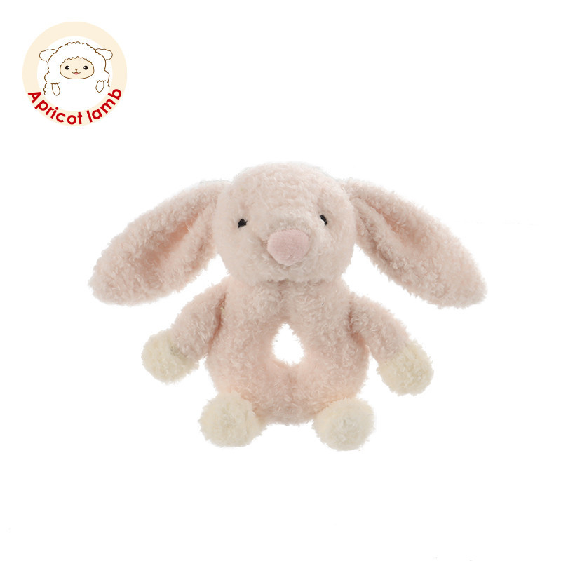 Apricot Lamb兔子新生嬰兒手握訓練安撫毛絨公仔手抓搖鈴玩具玩偶