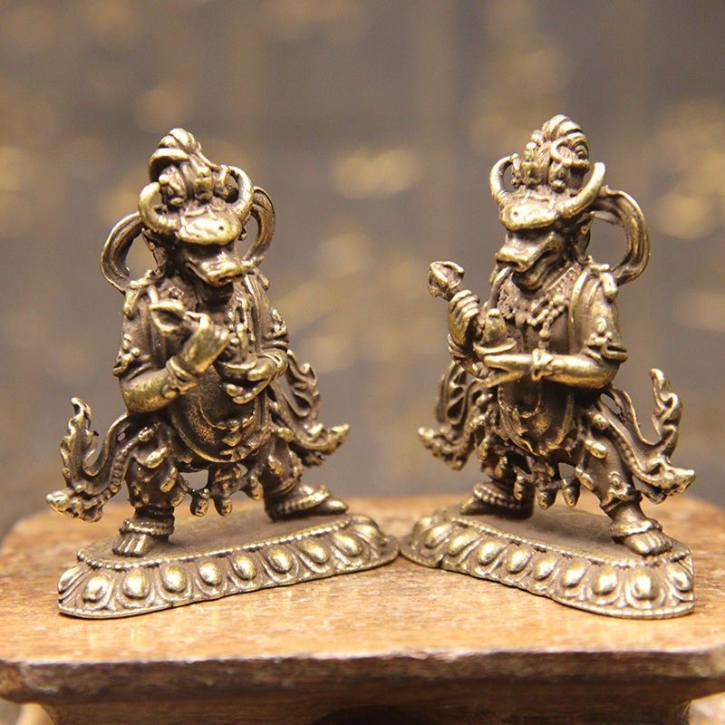 密宗藏傳佛教護法神像閻魔法王佛像仿古黃銅牛財神小銅佛桌面擺件好運來優選店
