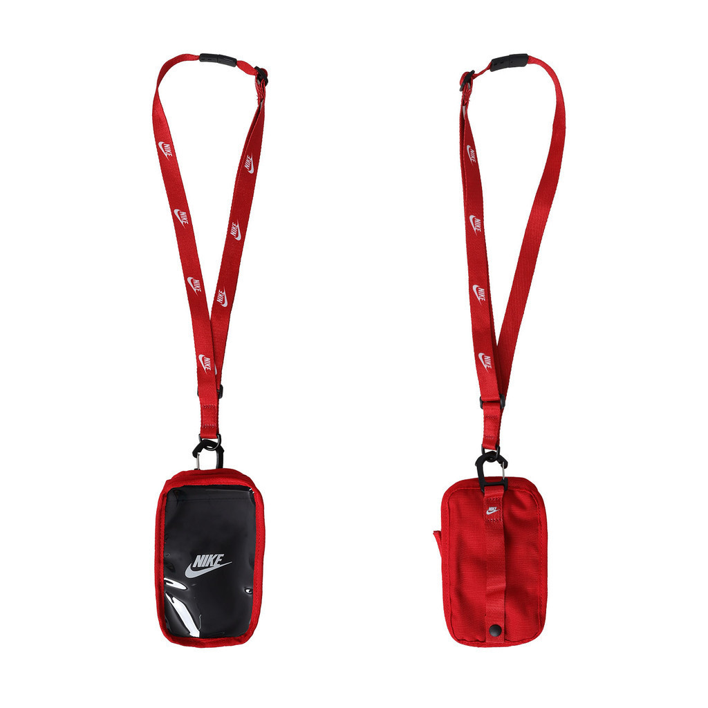 NIKE 手機斜背包(ID 頸掛 證件夾 名牌帶 掛繩 「N1009096692OS」 紅黑白