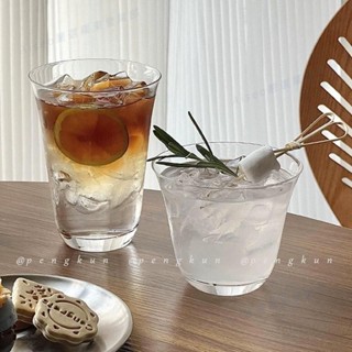 羅東免運♕ins風闊口玻璃咖啡杯輕薄冰美式拿鐵杯簡約茶杯雞尾酒杯冷飲杯子玻璃杯