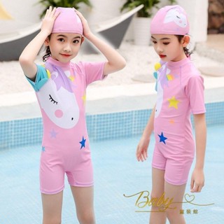 Mini baby🌷兒童遊泳衣女韓版公主小中寶寶卡通防曬溫泉速幹學生女童泳裝