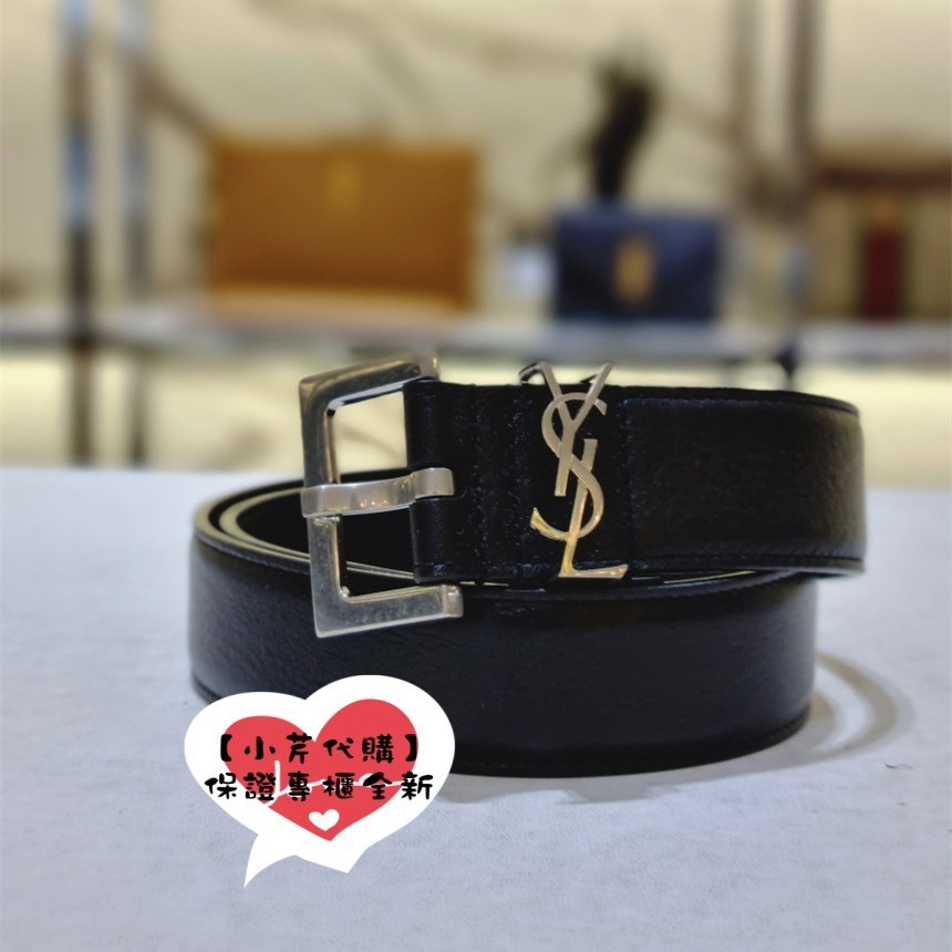 專櫃SAINT LAURENT YSL 聖羅蘭 ysl字母扣 女士 方形搭扣光面腰帶 皮帶 634437