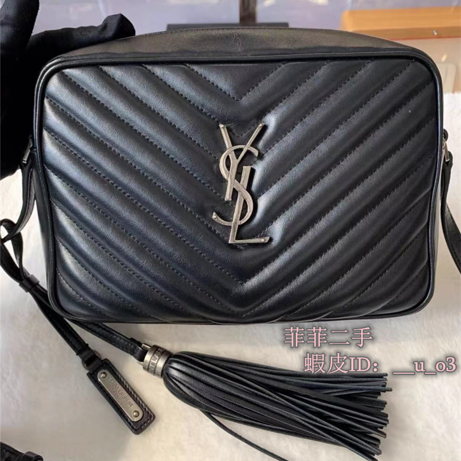 精品YSL 聖羅蘭 LOU絎縫皮革 流蘇相機包 山形紋 斜挎包 612544 經典款肩背包 金扣/銀扣 實拍