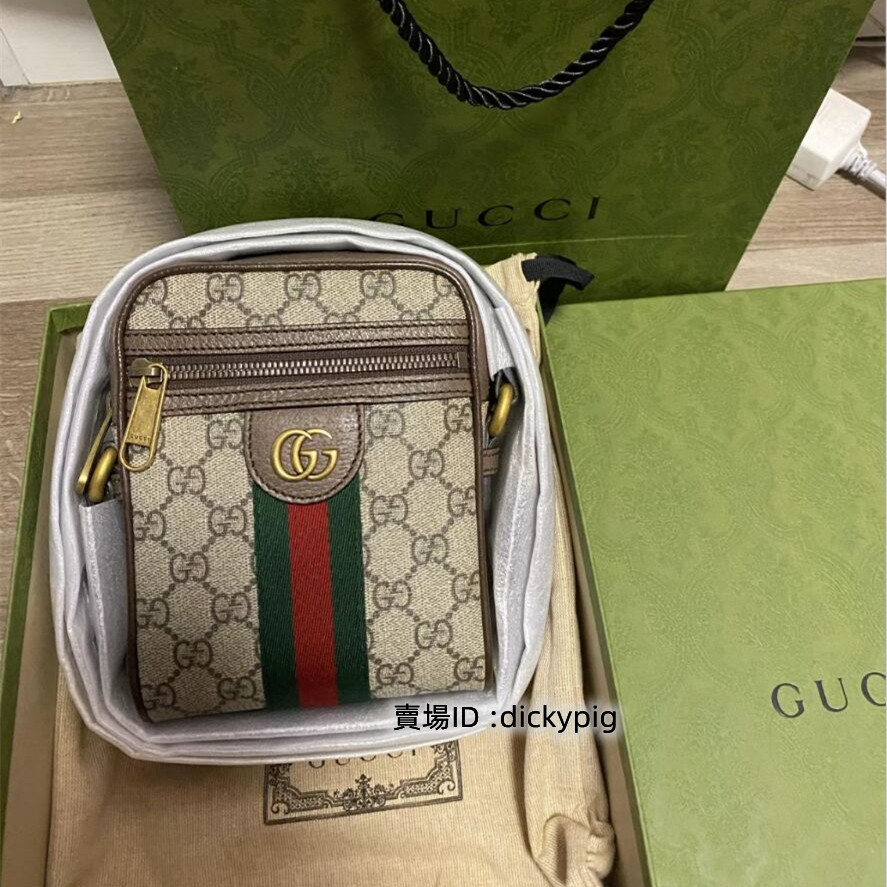 二手正品GUCCI 古馳 Ophidia GG 老花 598127 MINI 郵差包/手機包/斜背包 男女同款