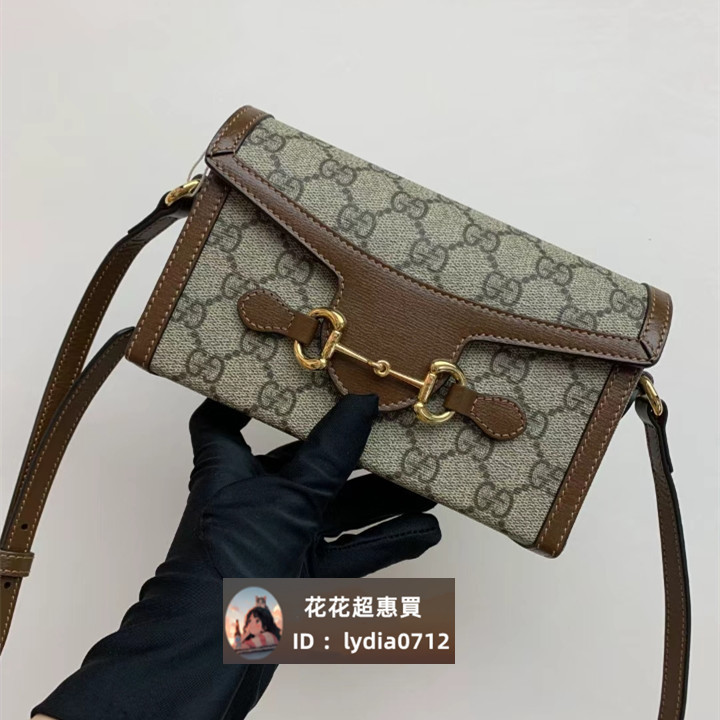 (二手品）Gucci 古馳 Horsebit 1955 Mini 699296 單肩斜跨包 盒子包 橫版 手機包