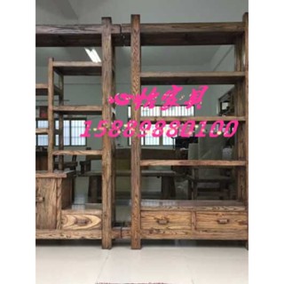 【未來陽光傢俬】XY0309榆木博古架實木茶葉架子店鋪展示架貨架置物架榆木架子定製可開發票