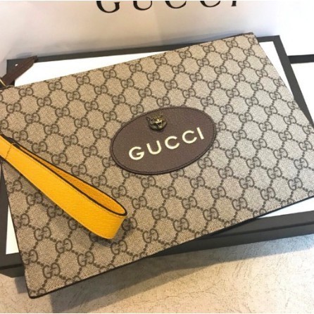 二手 GUCCI GG Supreme Logo 虎頭 手拿包 ?473956現貨