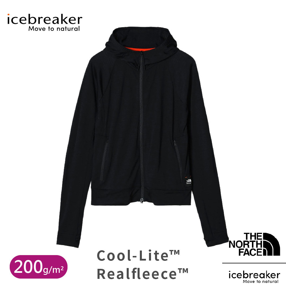 【Icebreaker 女 Realfleece刷毛保暖連帽外套200 TNF聯名款《黑》】0A56VR/排汗衣/短T