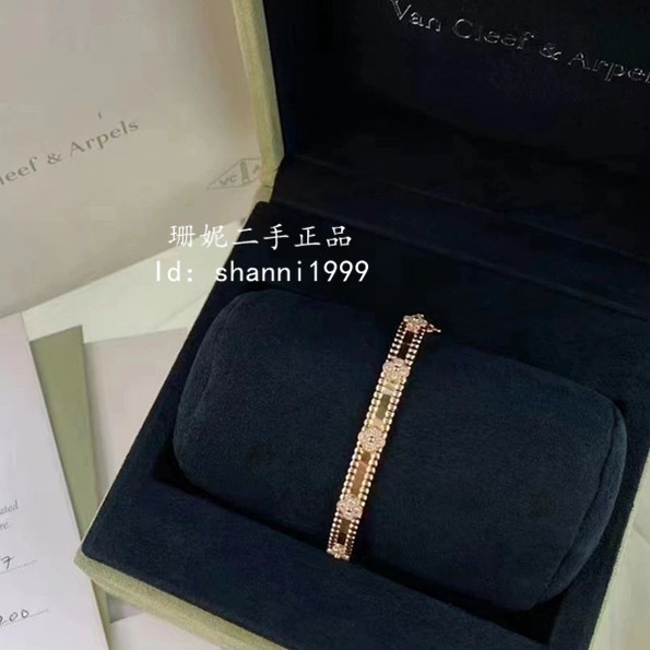 珊妮二手Van Cleef &amp; Arpels 梵克雅寶 新款 萬花筒手鐲 四葉草手環 滿鑽 18K黃金 窄版 手鐲 現貨