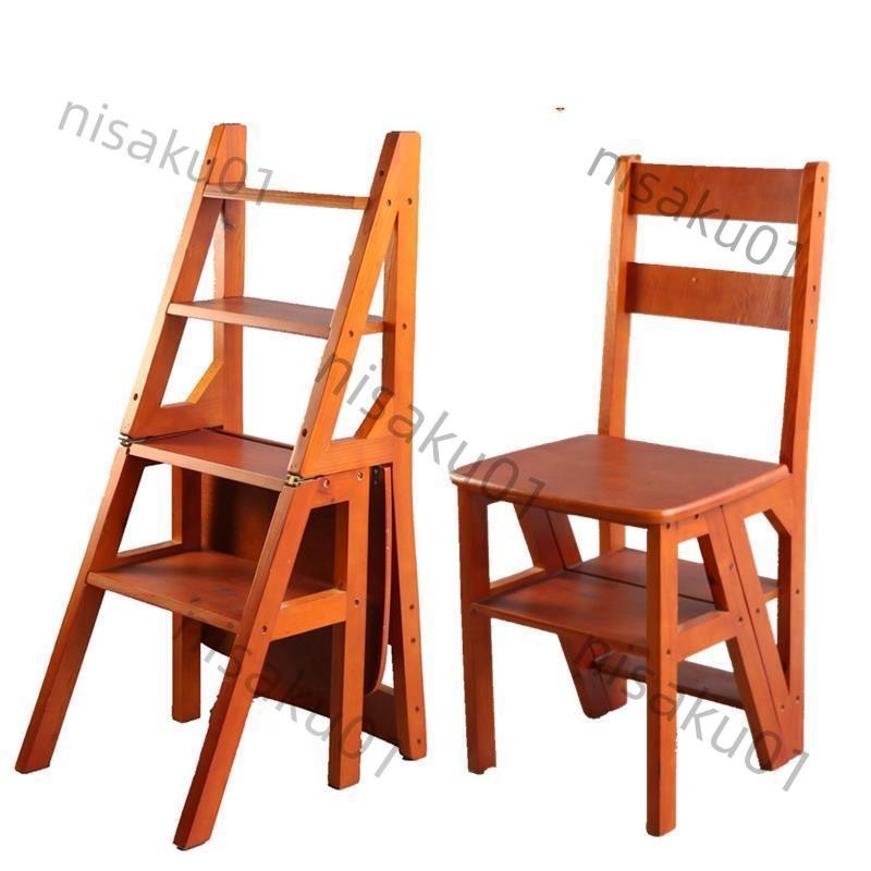 【免開發票】美式實木兩用樓梯椅人字梯子折疊椅家用多功能梯凳四層登高梯