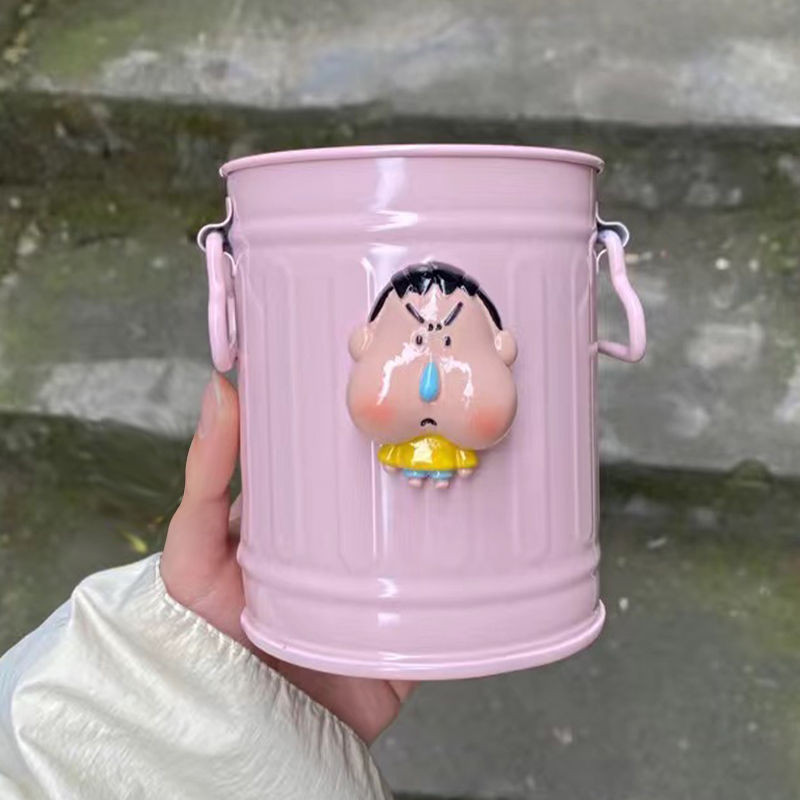 熱銷 垃圾桶新款 家用復古小鐵桶創意趣味美式可愛桌面垃圾桶雜物多功能化妝刷筆筒收納