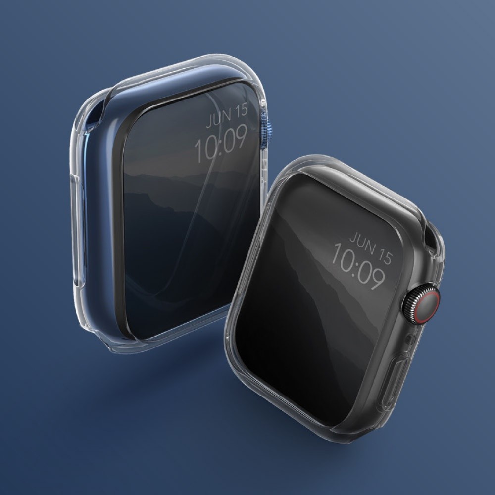 【UNIQ】 Glase Apple Watch 7 輕薄透明防撞保護框 41/45 mm（2入 透明+透黑）