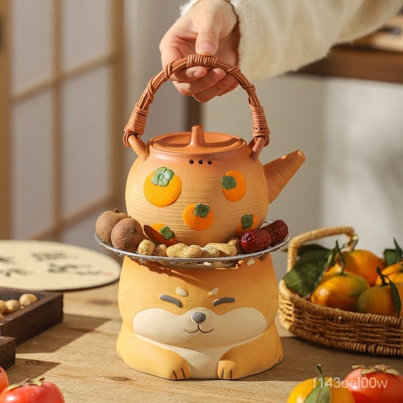 川島屋龍貓圍爐煮茶烤火爐套裝傢用室內煮茶器具全套小陶爐煮茶壺