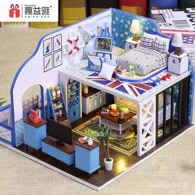 【臺灣熱銷】diy小屋手工製作小房子模型拚裝別墅玩具房屋成人創意生日禮物