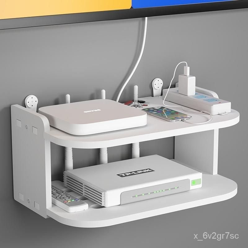 下殺價路由器放置架wifi收納盒墻上置物架免打孔壁掛式電視機頂盒託架子