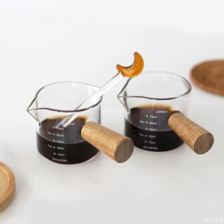 【優貝優選】創意手把玻璃杯 玻璃量杯 濃縮咖啡杯 手沖咖啡器具 咖啡量杯 刻度杯 奶精杯 刻度牛奶杯 打奶泡杯 刻度咖啡