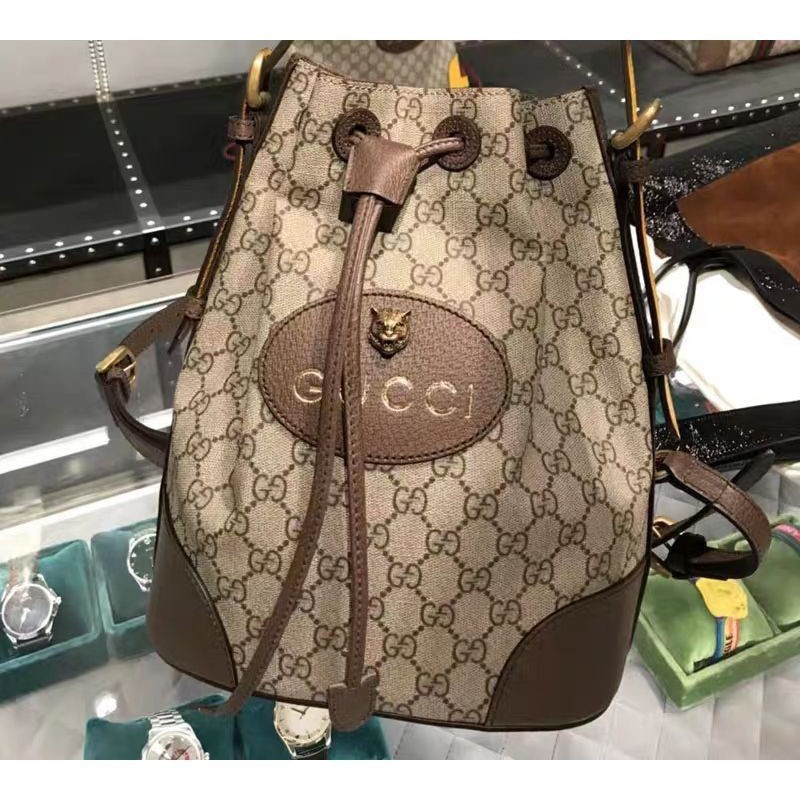 卓梵二手精品 GUCCI 古馳包473875 GG Supreme 兩用背包 水桶包 單肩包 肩背包 斜背包 斜挎包 現