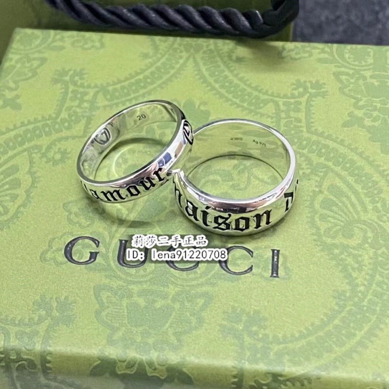 GUCCI 古馳 Blind For Love 925純銀戒指 字母戒指 對戒 情侶戒指‎ 455247