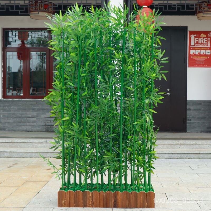 【可開票】 免運仿真竹子客廳隔斷墻屏風塑料假竹子裝飾綠植盆栽室內室外造景柵欄