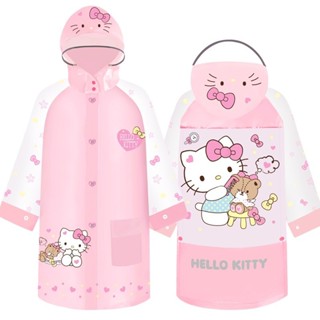 台台灣hello kitty兒童書包位雨衣 女孩子卡通雨披學生充氣帽簷寶寶KT雨衣