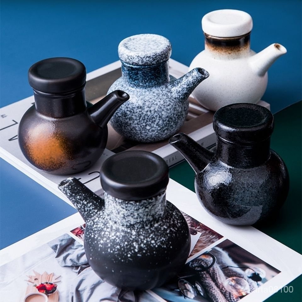 陶瓷油壺日式油瓶傢用醬油壺醋壺調味料廚房用品大號油罐香油小瓶