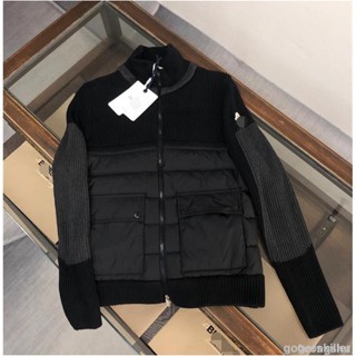 拼接針織立領羽絨服 男生女生外套 冬保暖修身休閒上衣外套 防風外套 輕盈保暖羽絨外套綠色 黑色外套熱賣