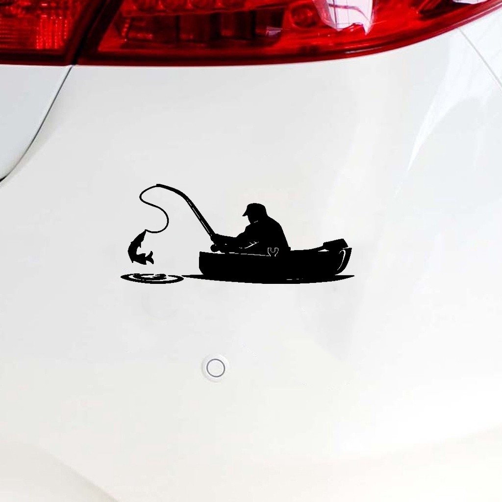 R汽車貼紙個性漁夫車載釣魚貼紙汽車上有趣的乙烯基防水防水貼花