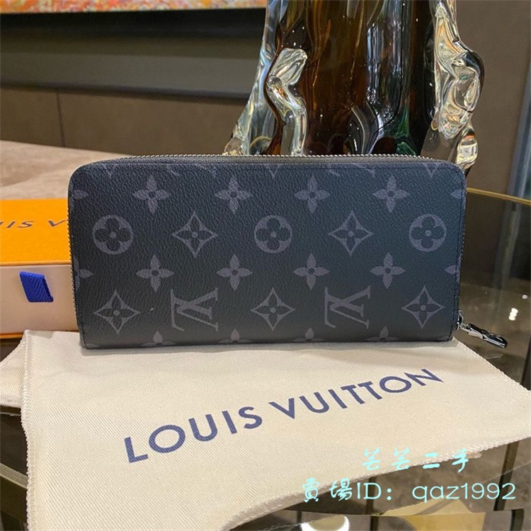 LV 路易威 ZIPPY 黑花 直式拉鍊 長夾 多層卡夾 皮夾 M62295