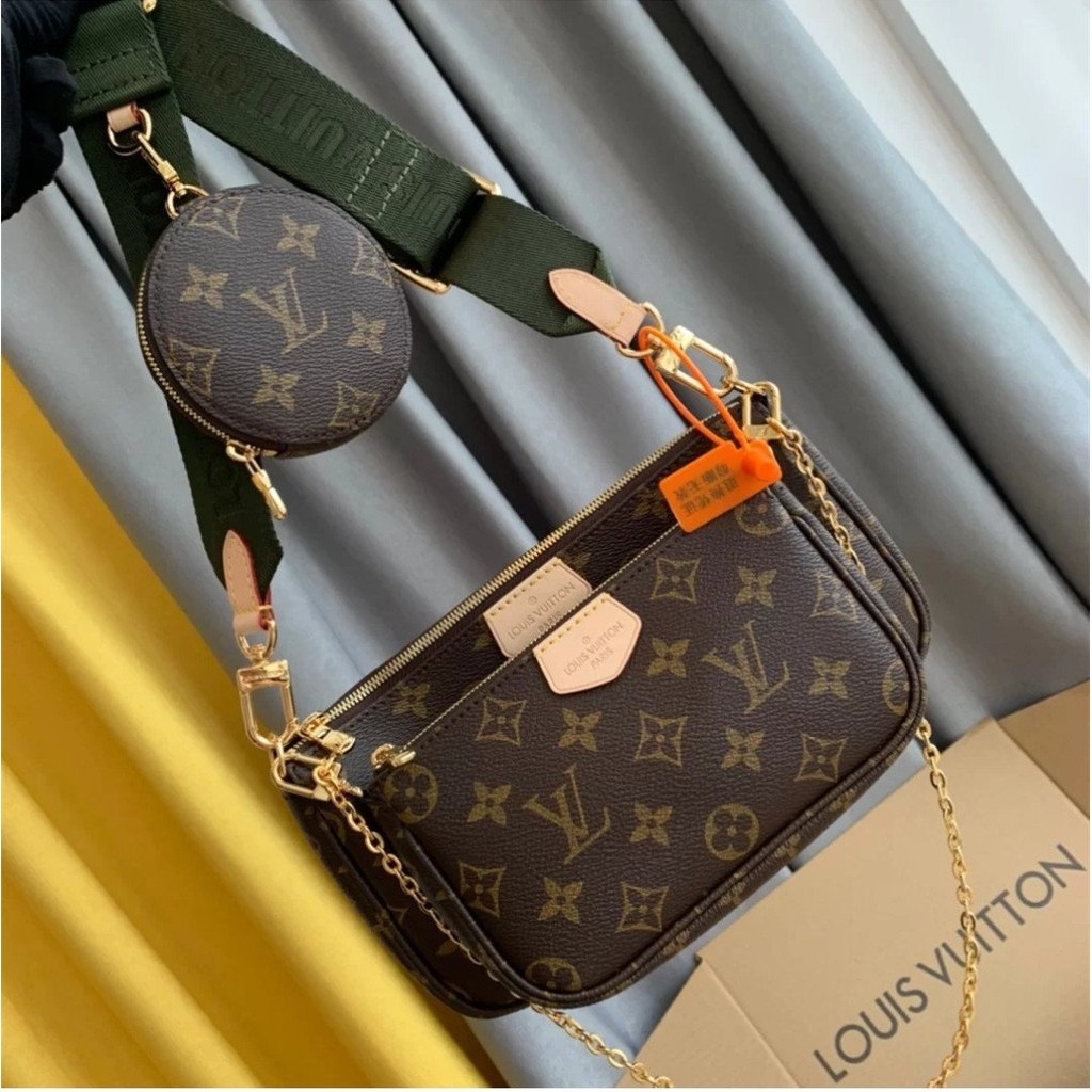 二手便宜出 LV 路易威登 M44813 M44840粉/錄三合一 MULTI POCHETTE 五合一 肩背包斜背包