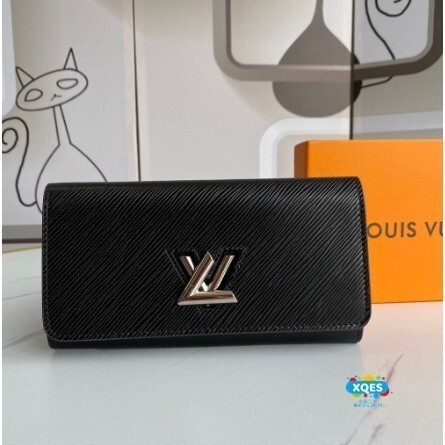 二手全新精品LOUIS VUITTON TWIST 黑色 水波紋 長夾 皮夾 錢包 M68309