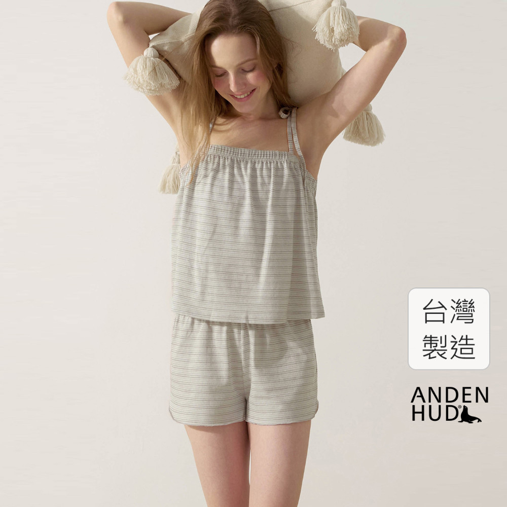 【Anden Hud】下身_療癒烘焙．花型居家短褲(摩卡灰褐) 純棉台灣製