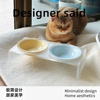 免運🌈韓國BD飛碟貓碗 陶瓷寵物碗濕糧碗 狗碗貓狗食盆喝水餐桌帶碗架 高腳寵物碗 寵物陶瓷護頸碗 狗碗 貓碗 貓咪護頸碗