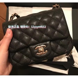 精品二手 CHANEL COCO SQUARE 17CM正方 MINI 黑色 荔枝紋 金鍊/銀鍊 A35200 現貨