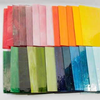 KK優選 10*10cm diy彩色玻璃 彩玻雲母片壁畫蒂凡尼燈透光教堂裝飾碎片馬賽克