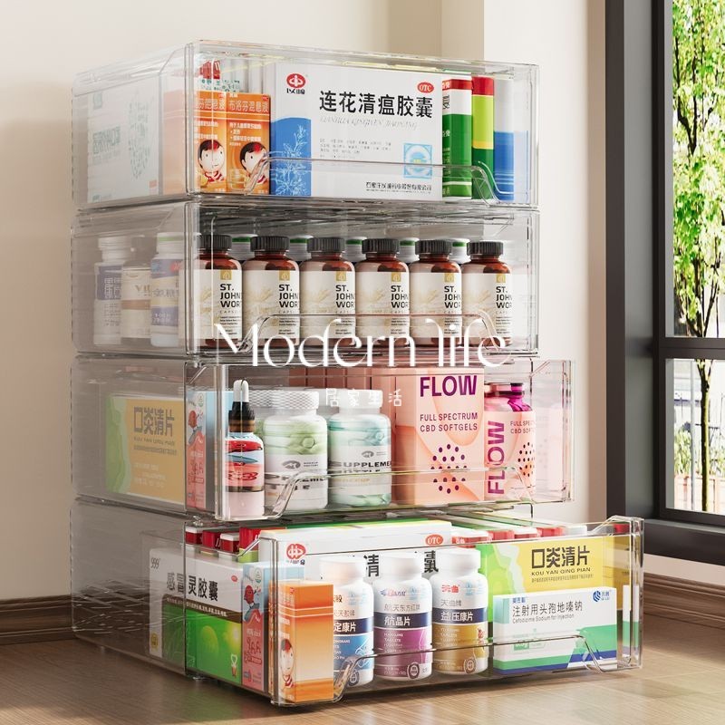 ♡modern life.傢用藥箱傢庭特大號抽屜式常用藥品收納盒多層大容量透明分類藥櫃