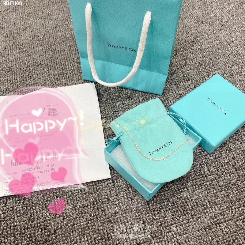 二手精品 Tiffany 蒂芙尼 Tiffany T Smile項鏈 18K玫瑰金項鏈35189432 小號