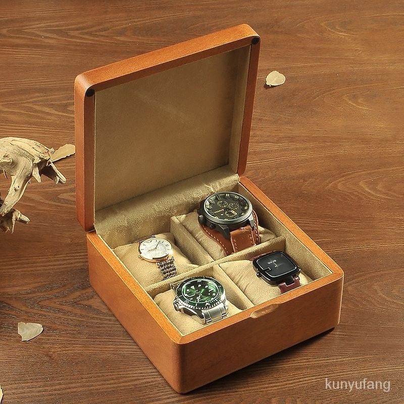 台灣熱賣匠功夫實木手錶收納盒4衹裝大錶位木質手錶盒細微小瑕疵處理品