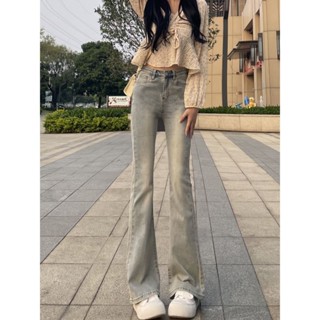 【夢卡dream】高個子穿搭 加長版 微喇牛仔褲 牛仔褲女 夏季女褲 新款 高腰牛仔褲 緊身 顯瘦 馬蹄褲 喇叭褲