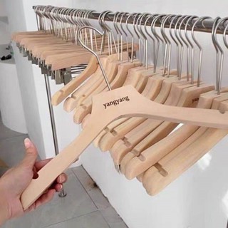 萄禧客製【客製化】【衣架】 服裝店 專用 原木色 衣架 防滑 訂製LOGO 女裝 童裝 衣撐 寬肩 實木 衣掛 木質