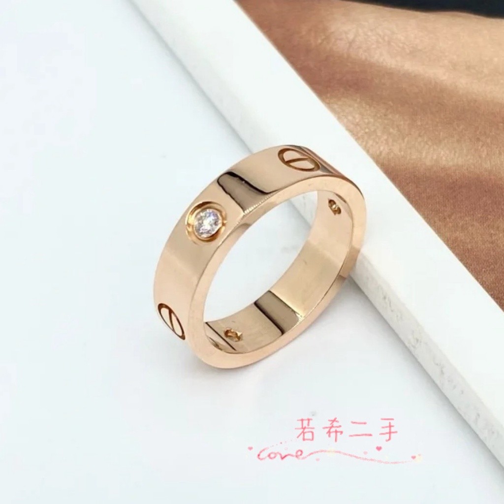 Cartier 卡地亞 B4087500 LOVE系列 18K 玫瑰金 三鑽款 寬版 戒指 鑽戒