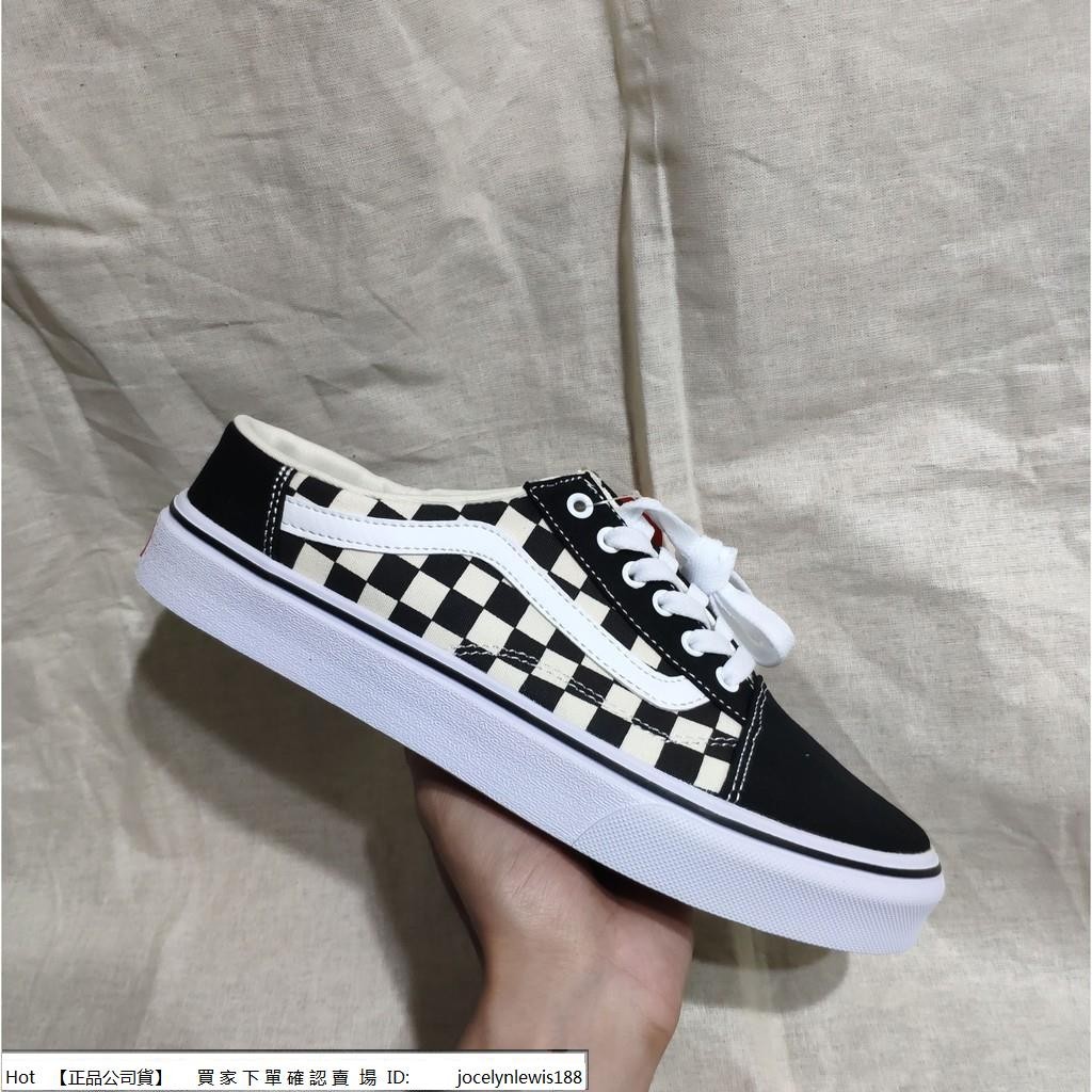 【Hot】 VANS OLD SKOOL MULE 黑白 棋盤格 穆勒鞋 帆布 懶人鞋 情侶鞋V36CFMEBWCK