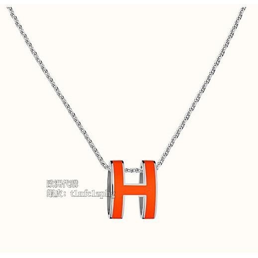法國代購 新款Hermes 愛馬仕 經典橢圓 Pop H Logo 奶茶色 白色 粉紅色 玫瑰金鍊 銀鍊項鍊~現貨