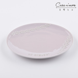 Le Creuset 蕾絲花恬系列 圓形淺盤 餐盤 陶瓷盤 點心盤 盛菜盤 19cm 柔粉紫