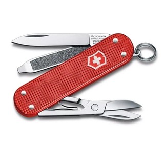【Victorinox 瑞士維氏】瑞士刀 CLASSIC SD ALOX 5用刀 58mm-鋁合金橘紅(0.6221.201G) 墊腳石購物網