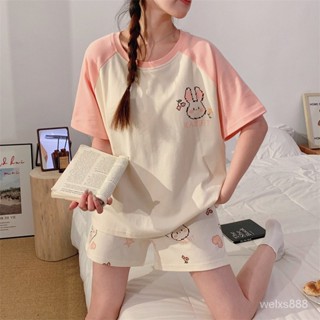 雅麗安娜新款睡衣女夏季短袖短褲棉質甜美可愛韓版卡通女傢居服套裝可外穿 HULM